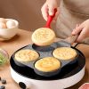 1 egg frying pan, breakfast, non stick pan, ham pancake maker, wooden handle egg burger pan, 4-hole, induction cooker, gas stove