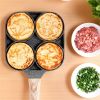 1 egg frying pan, breakfast, non stick pan, ham pancake maker, wooden handle egg burger pan, 4-hole, induction cooker, gas stove