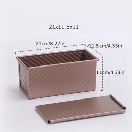 1pc Golden Carbon Steel Corrugated Lid Toast Box Baking Tool Bread Mold Toast Box Toast Baking Cake Mold