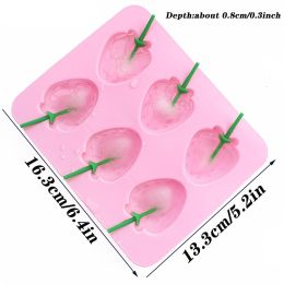 1pc; 6 Strawberry Ice Cube Molds; Ice Cube Tray; Popsicle Molds; 6.4"Ã—5.2"