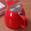 Large Porcelain Teapot Red 900ml (3-4 cups) Stainless Steel Lid and Extra-Fine Infuser Stylish Teapot to Brew Loose Leaf Tea